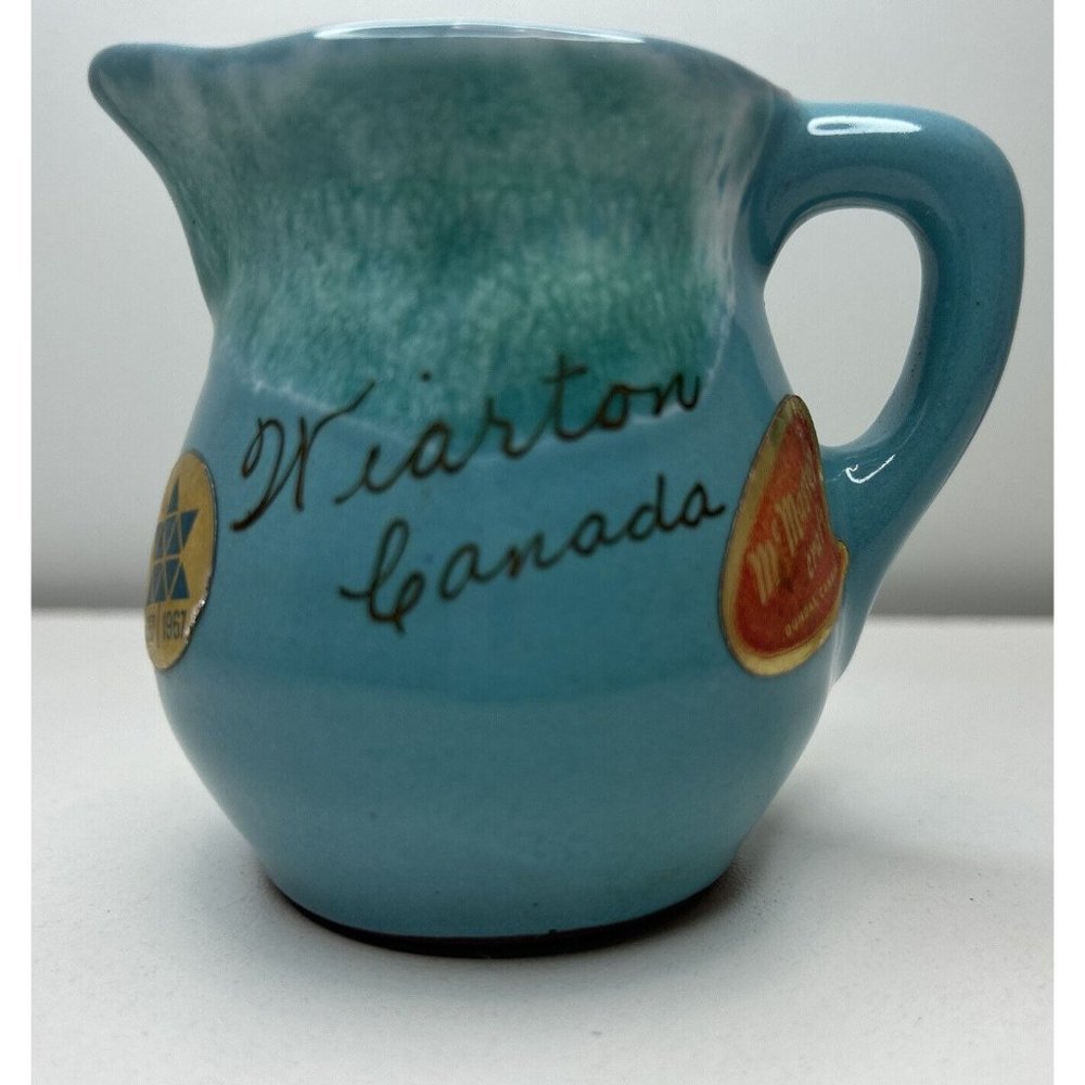 McMaster Craft Redware Pottery Souvenir Green Drip Glaze Creamer Wiarton Canada